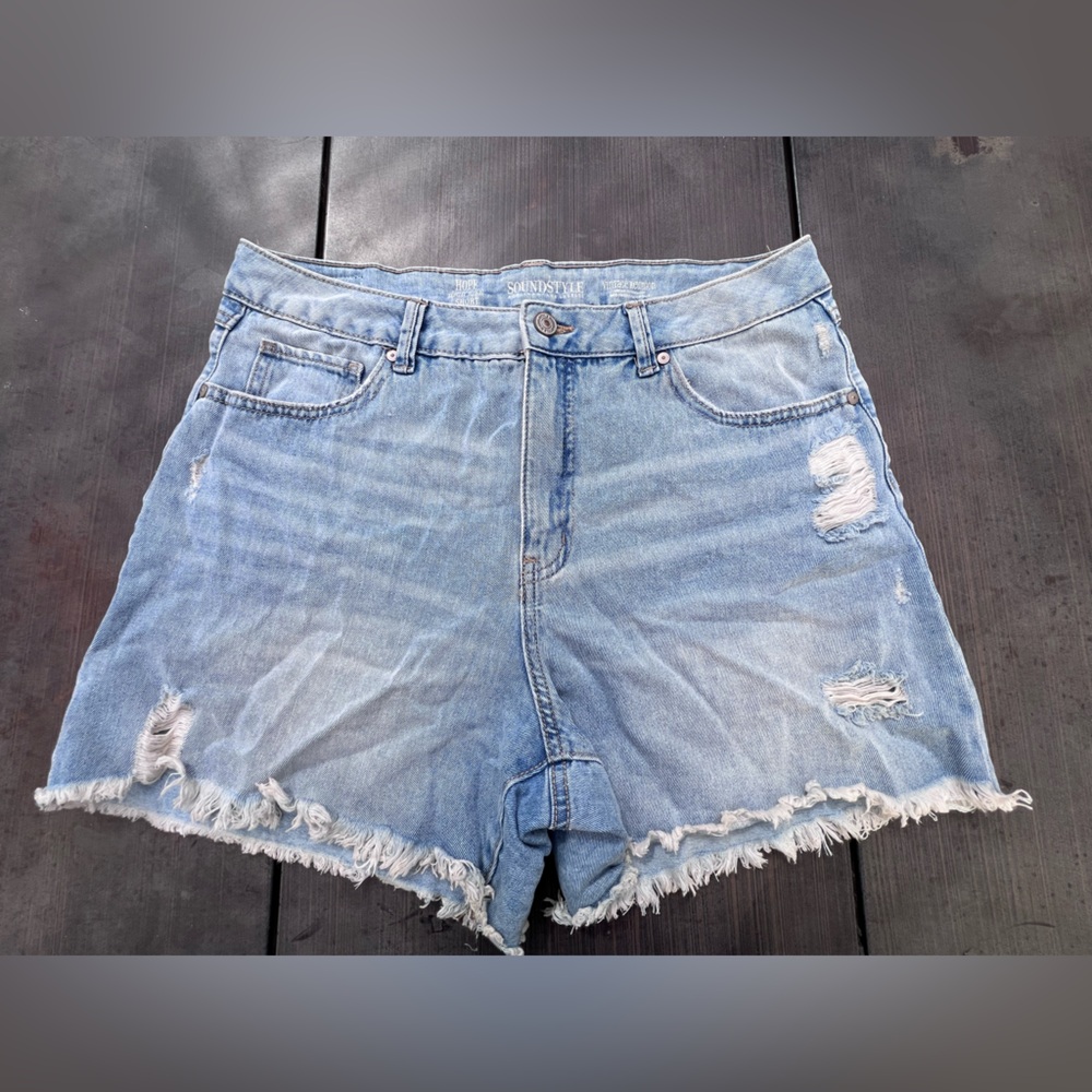 Denim Blue Distressed‎ Jean Shorts